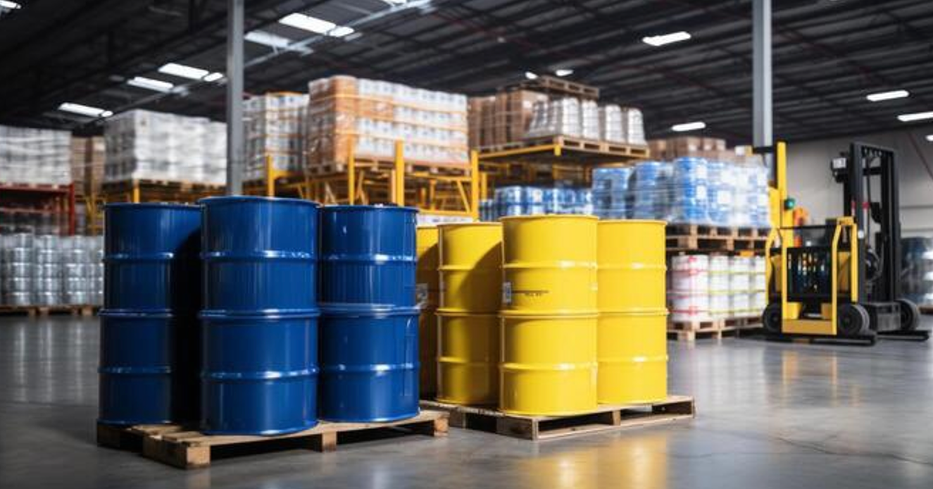  Industrial drums of lubricant additives and metalworking fluids in stock